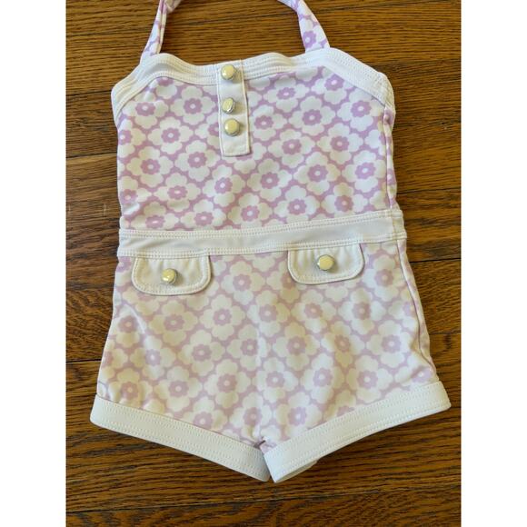 Janie and Jack Purple Floral Halter Swimsuit Size 12-18m - Picture 2 of 4